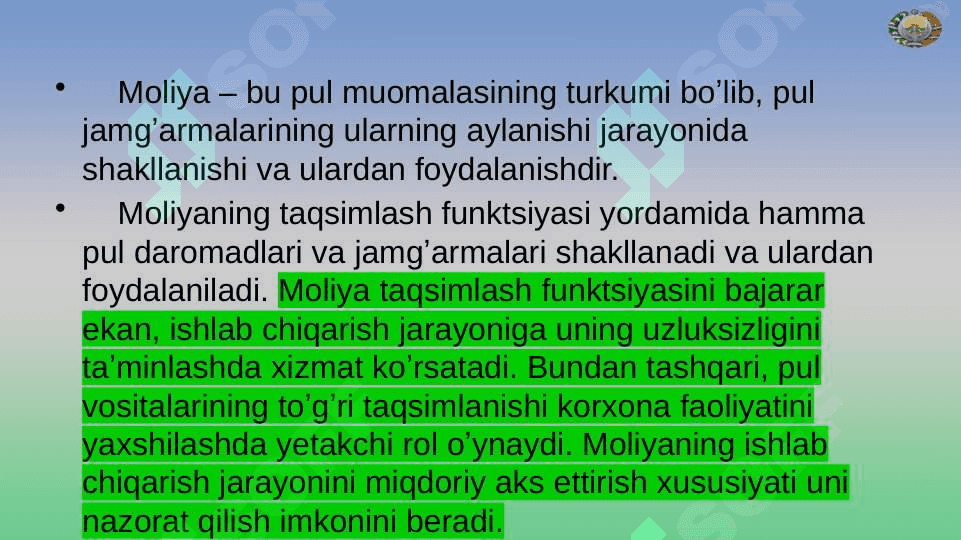 Korxonalar moliyasi 3