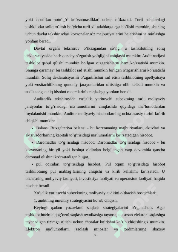 auditorlik faoliyati audit boyicha diplom ishi 7