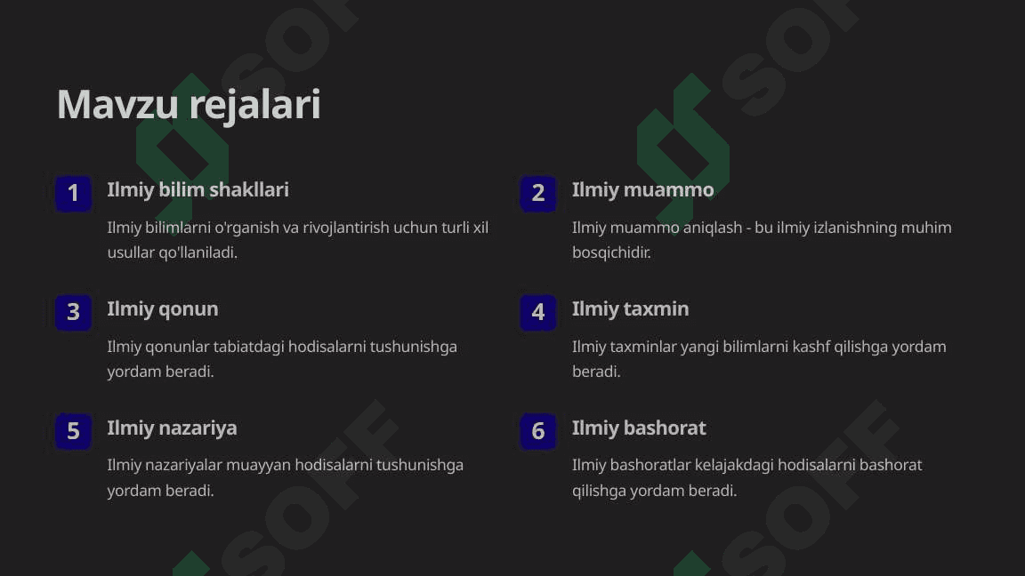 Ilmiy bilim shakllari. Ilmiy muammo. Ilmiy qonun. Ilmiy taxmin. Ilmiy nazariy. Ilmiy bashorat_1 2
