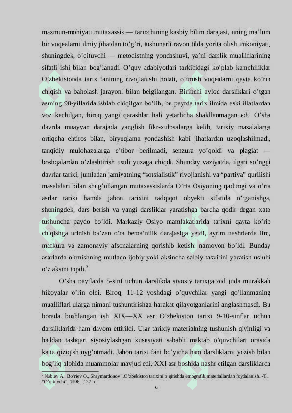 Umumta’lim maktablari tarix darsliklari tuzulishi mazmuni 6