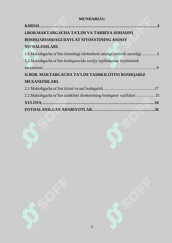 O'zbekistonda maktabgacha ta'lim tizimini boshqarish. 2