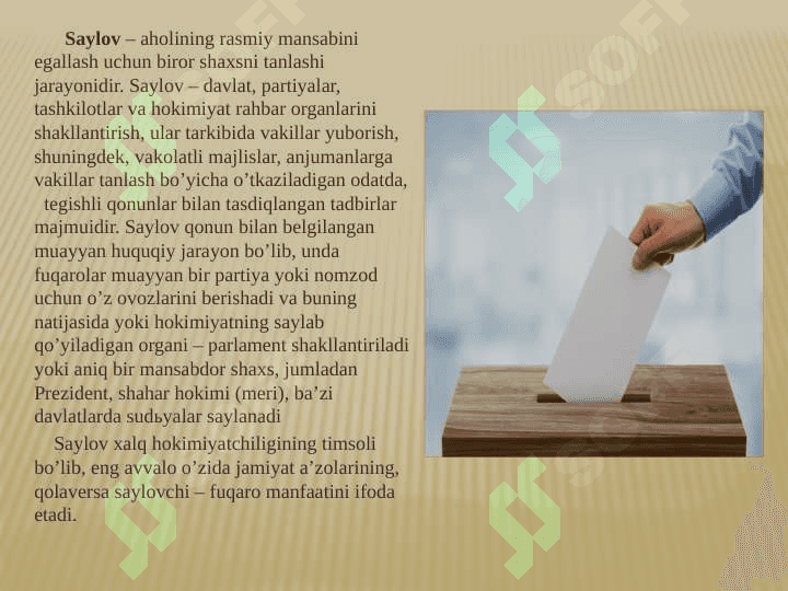 Saylov huquqining konstitutsiyaviy asoslari va tizimi 4