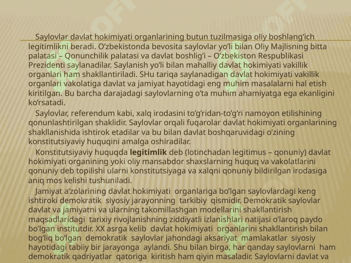 Saylov huquqining konstitutsiyaviy asoslari va tizimi 5