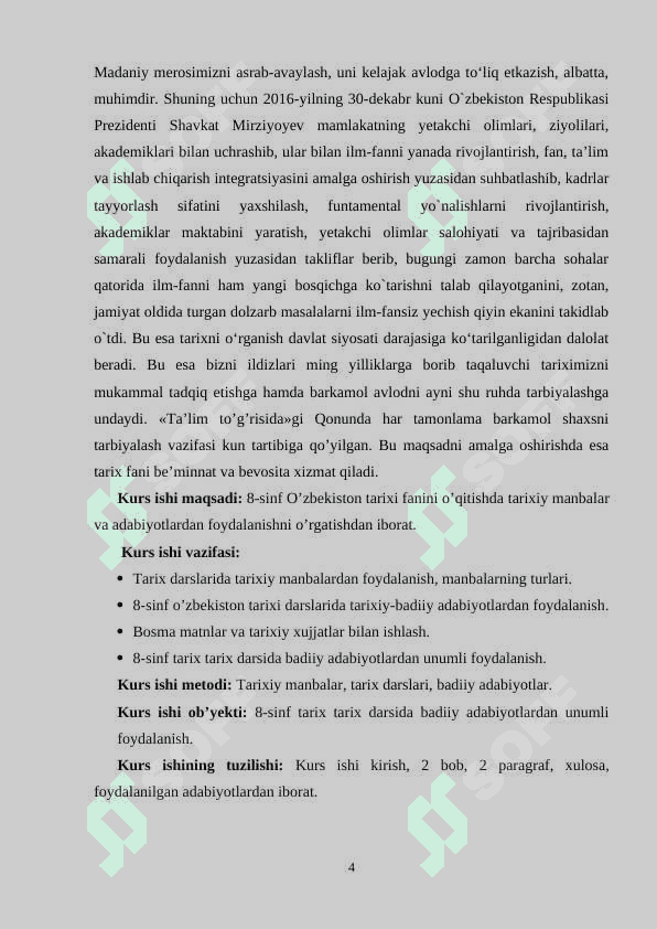 8-SINF O’ZBEKISTON TARIXI FANINI O’QITISHDA TARIXIY MANBALAR VA ADABIYOTLARDAN FOYDALANISH 4
