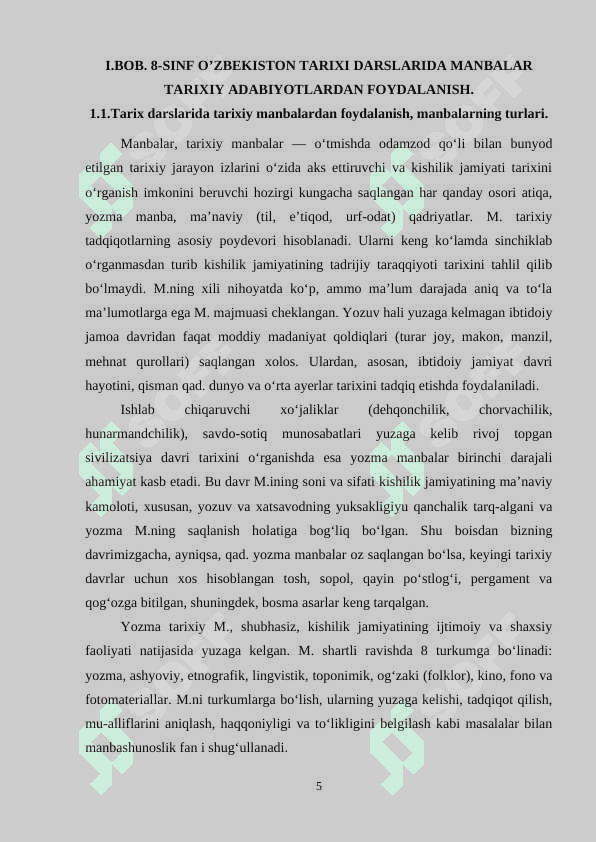 8-SINF O’ZBEKISTON TARIXI FANINI O’QITISHDA TARIXIY MANBALAR VA ADABIYOTLARDAN FOYDALANISH 5