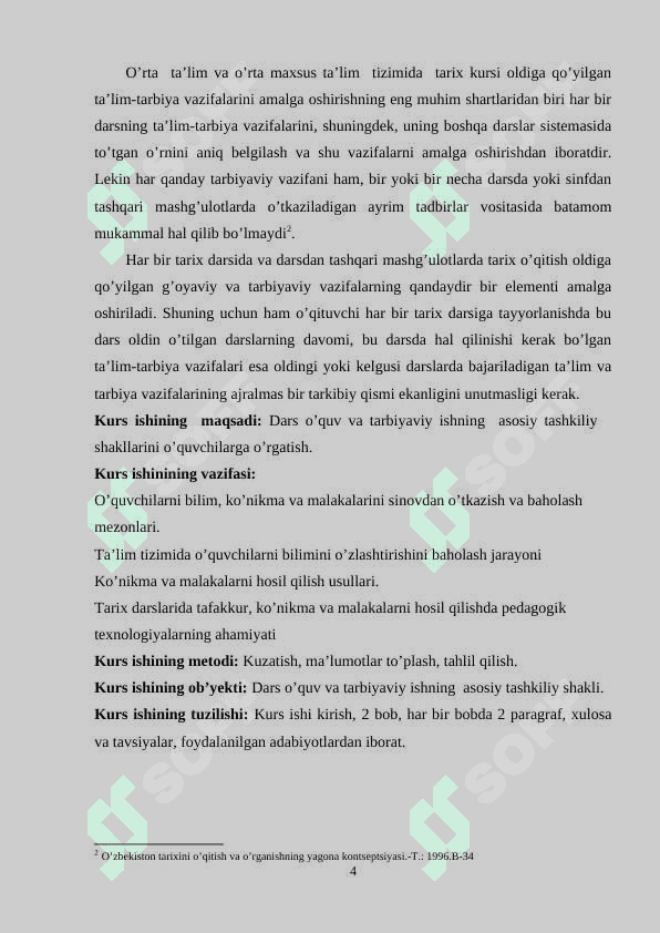 DARS VA UNING TURLARI 4
