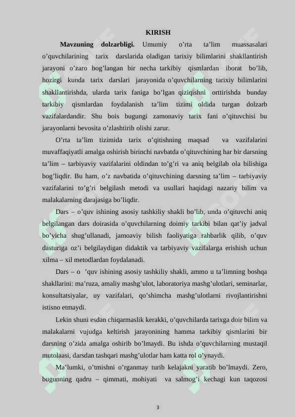 TARIX DARSLARIDA O’QUVCHILARNING BILIMINI TEKSHRISH VA BAHOLASH MEZONI 3