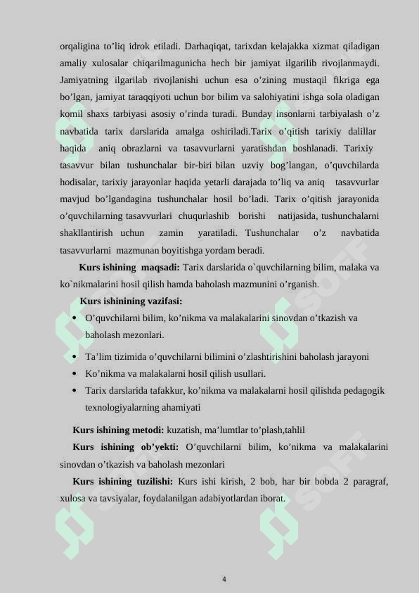 TARIX DARSLARIDA O’QUVCHILARNING BILIMINI TEKSHRISH VA BAHOLASH MEZONI 4
