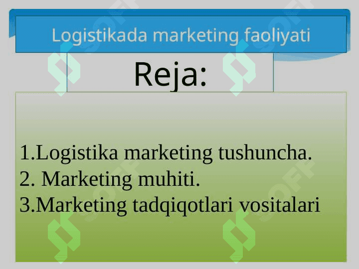 Logistikada marketing faoliyati 2