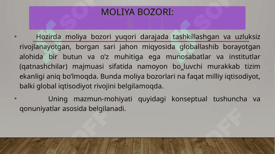 MOLIYA BOZORLARI 3