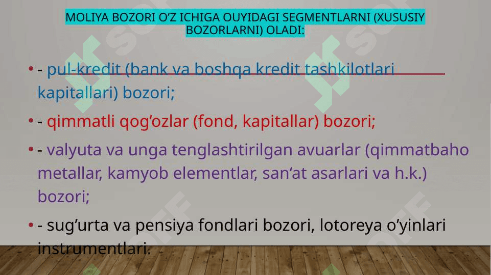 MOLIYA BOZORLARI 5