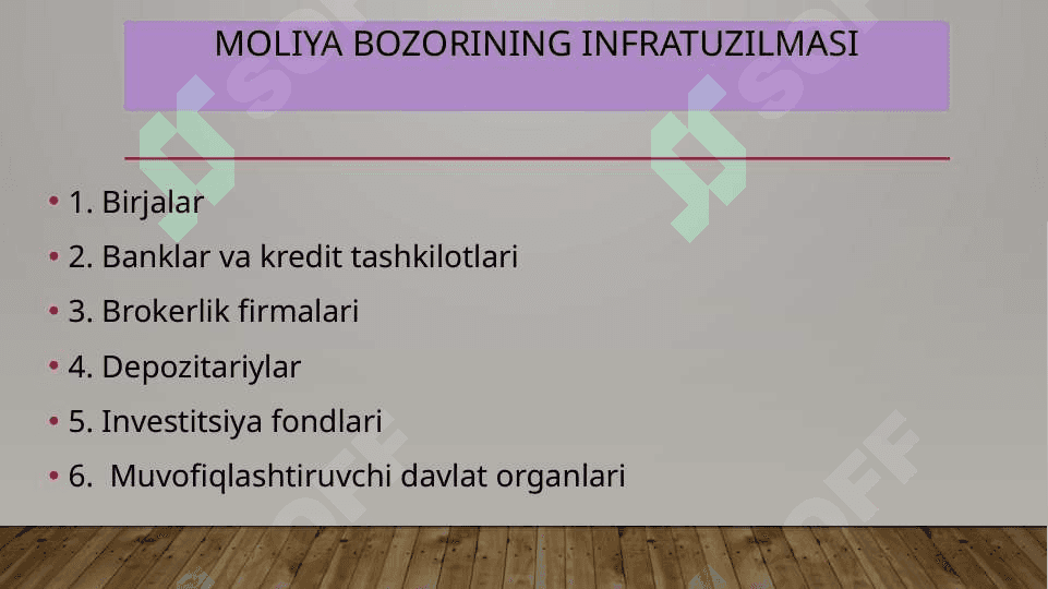 MOLIYA BOZORLARI 6