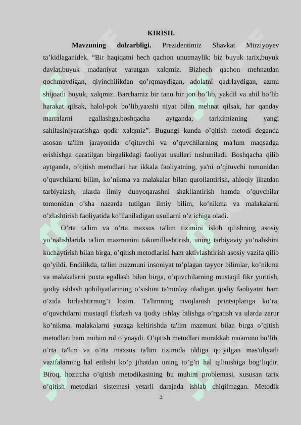 TARIX O’QITISH  METODIKASI KLASSIFIKATSIYASI 3