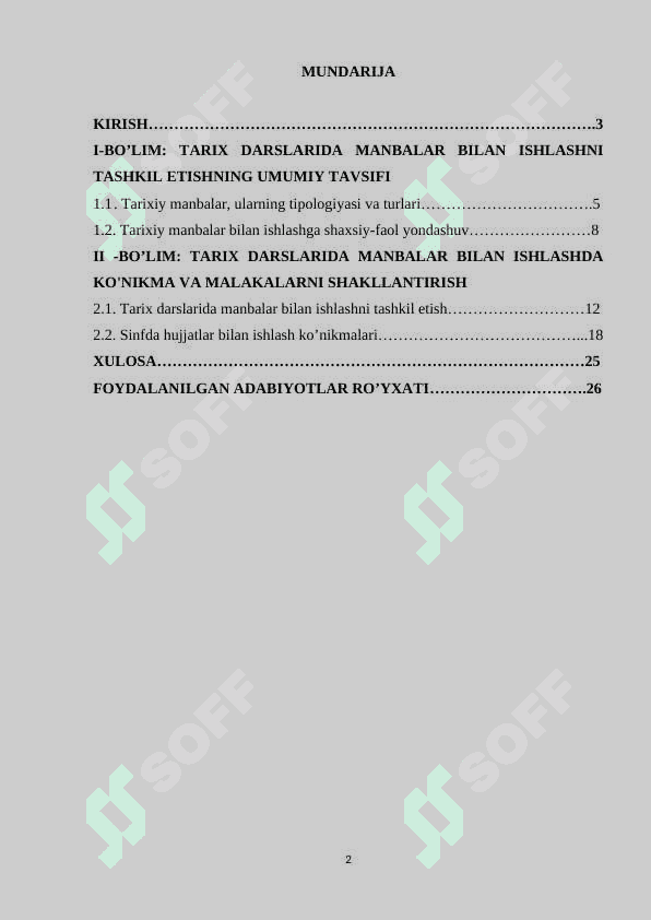 TARIX DARSLARIDA MANBALAR BILAN ISHLASH 2