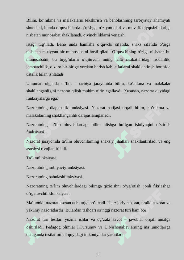 TARIXIY TUSHUNCHALARNI SHAKLLANTIRISHNING USLUBIY SHARTLARI. 8