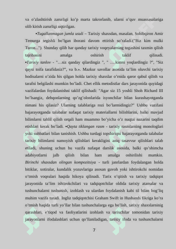 8-sinf O’zbekiston tarixidan o’qitishda yangi axborot texnologiyalridan foydalanish 7