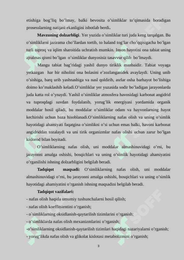 Nafas olish va uning o’simlik hayotidagi ahamiyati 3