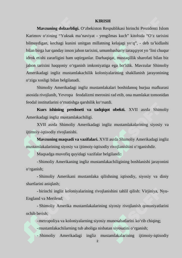 Shimoliy Amerika ingliz mustamlakachiligi 2