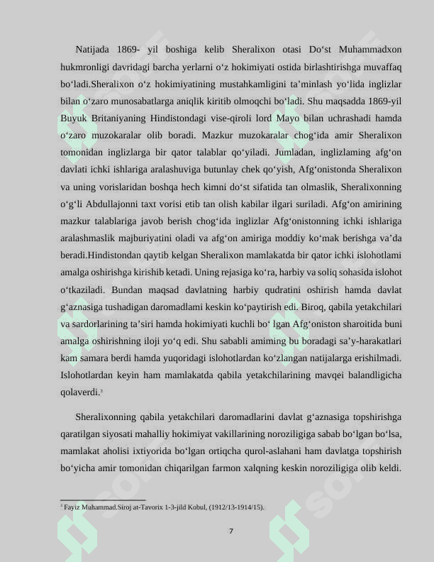 XIX ASRNING IKKINCHI YARIMIDA AFGʻONISTON VA QO’SHNI DAVLATLARDAGI SIYOSIY VOQEALAR 7