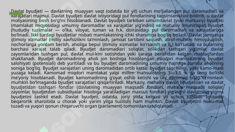 Davlat budjeti. Budjet taqchilligi va davlat qarzi. 3