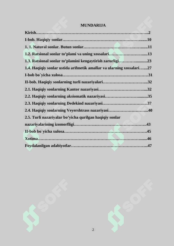 Haqiqiy sonlar kiritilishining turli usullari 2