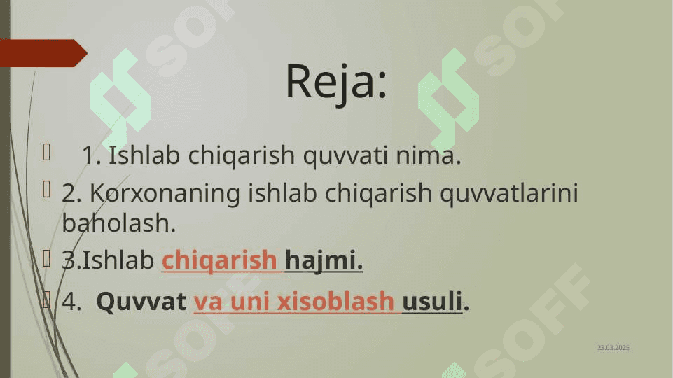 Korxonaning ishlab chiqarish    quvvati va uni  hisoblash usullari 2