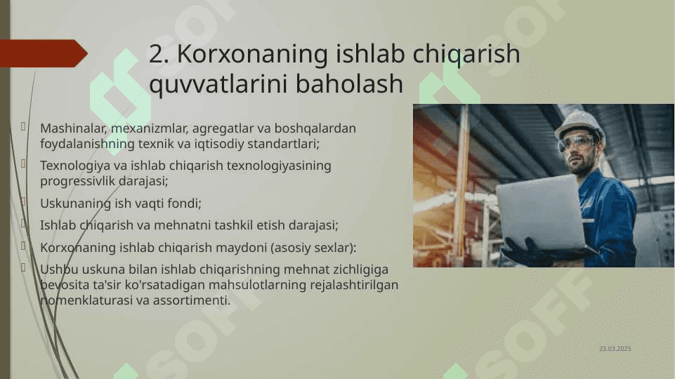 Korxonaning ishlab chiqarish    quvvati va uni  hisoblash usullari 4