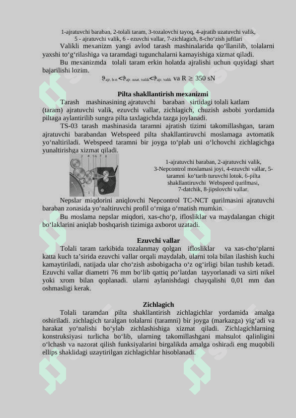 TARAMNI AJRATISH VA PILTA SHAKLLANTISH. to' 2