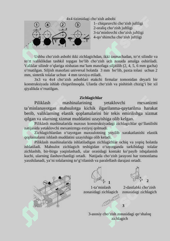PILIK TAYYORLASH JARAYONI. PILIKLASH MASHINALARI. 4