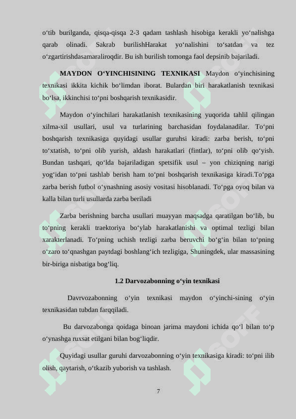 FUTBOLDA DARVOZABONLARNING MAYDONDAGI TEXNIK - TAKTIK USULLARINI TAHLIL QILISH 7