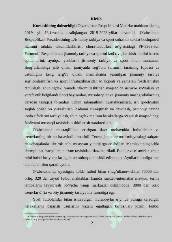 FUTBOL O’YINI JARAYONIDA PEDAGOGIK KUZATUVNI O’TKAZISH 2