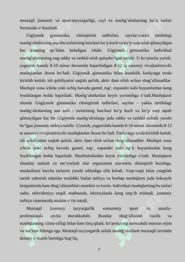 MAKTAB O’QUVCHILARIDA DARSDAN VA SINFDAN TASHQARI JISMONIY TARBIYANI TASHKIL ETISH METODLARI 7