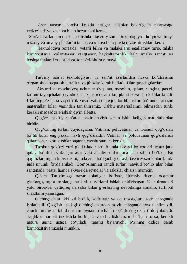 Kasb-hunar kollejlarida tasviriy-san’at darslarining samaradorligini oshirish usullari 8