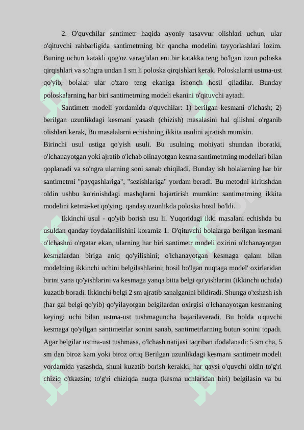 : Uzunlik o‘lchov birliklarini o‘rgatish 3