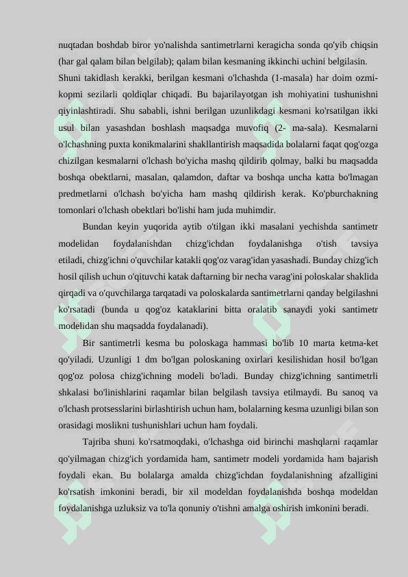 : Uzunlik o‘lchov birliklarini o‘rgatish 4