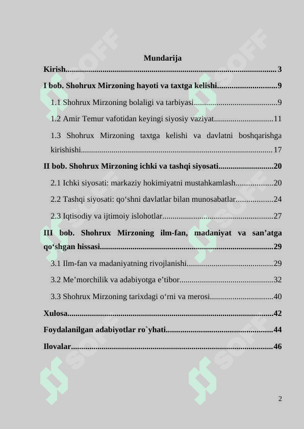 SHOHRUH MIRZO FAOLIYATI kurs ishi 2