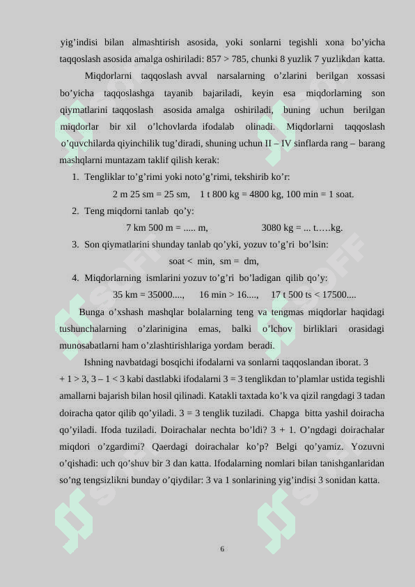 algebraik materiallarni o'qitish metodikasi . tenglama va yechishga o'rgatish 6