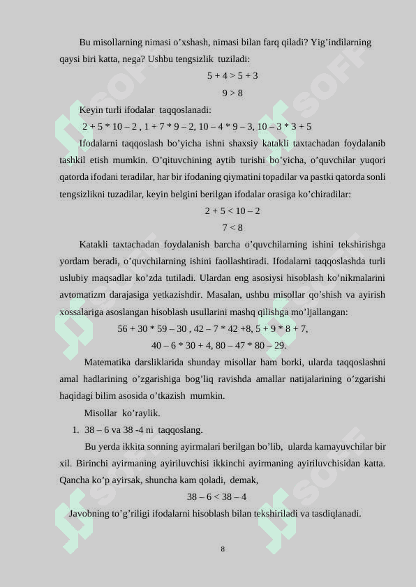 algebraik materiallarni o'qitish metodikasi . tenglama va yechishga o'rgatish 8