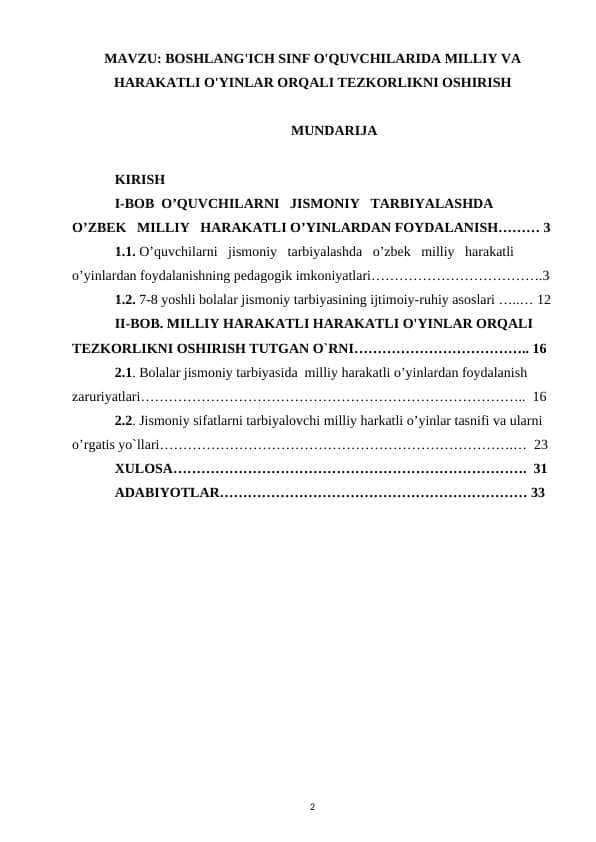BOSHLANG'ICH SINF O'QUVCHILARIDA MILLIY VA HARAKATLI O'YINLAR ORQALI TEZKORLIKNI OSHIRISH