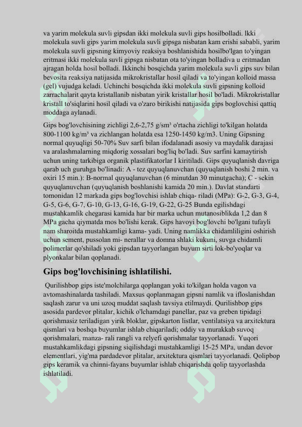 O'zbekistonda gips zavodlar ro’yhati va  yillik maxsuldorligi 5