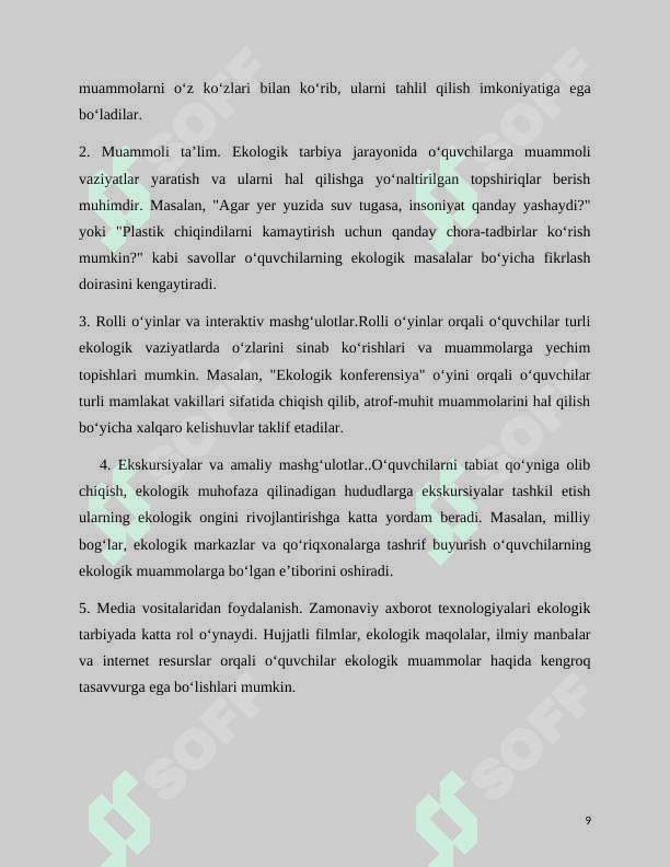 TARBIYAVIY TADBIRLAR VOSITASIDA EKOLOGIK TARBIYANI SHAKLLANTIRISH. 8
