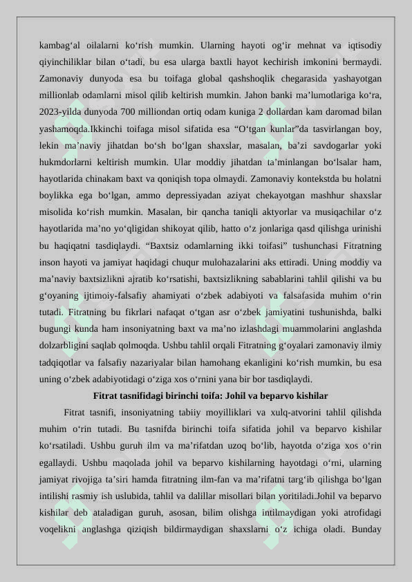Abdurauf  Fitratning “Rahbari najot” risolasidagi “Baxtsiz odamlarning ikki toifasi”ga oid qarashlari 8