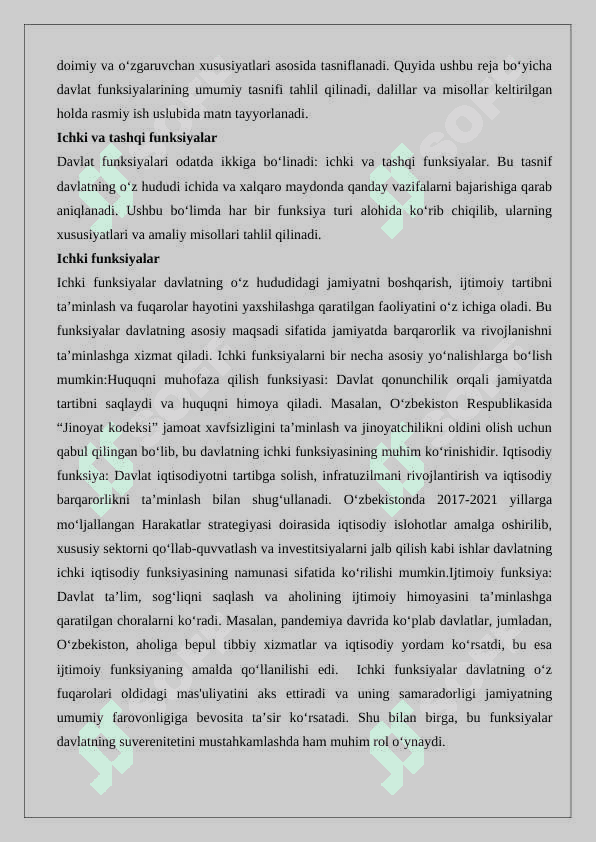 Davlat funksiyalarini turli asoslarga ko‘ra tasniflash 25 5