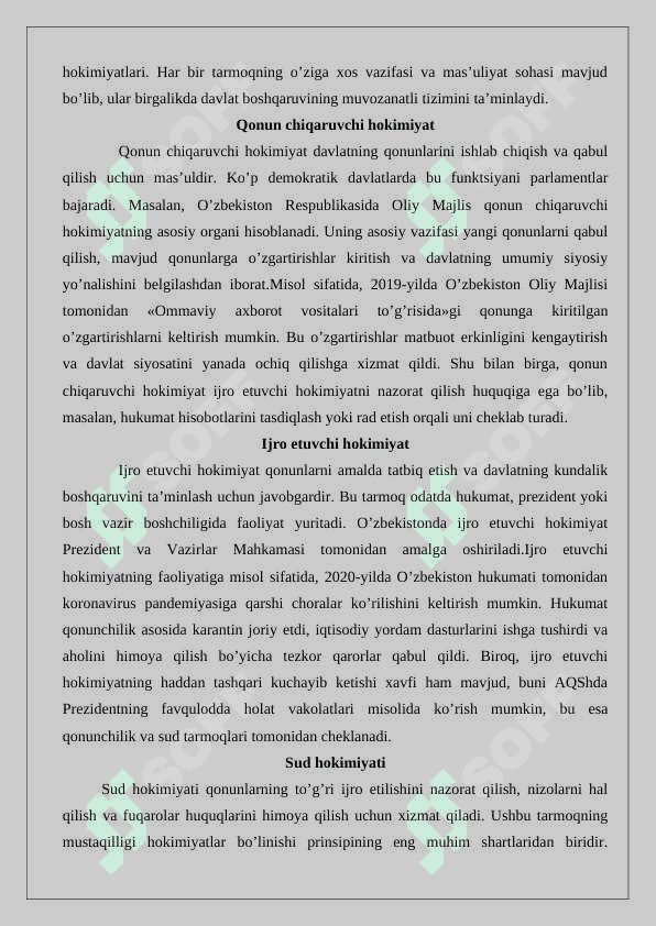 Davlat mexanizmida hokimiyatlar bo'linishi prinsipi 7