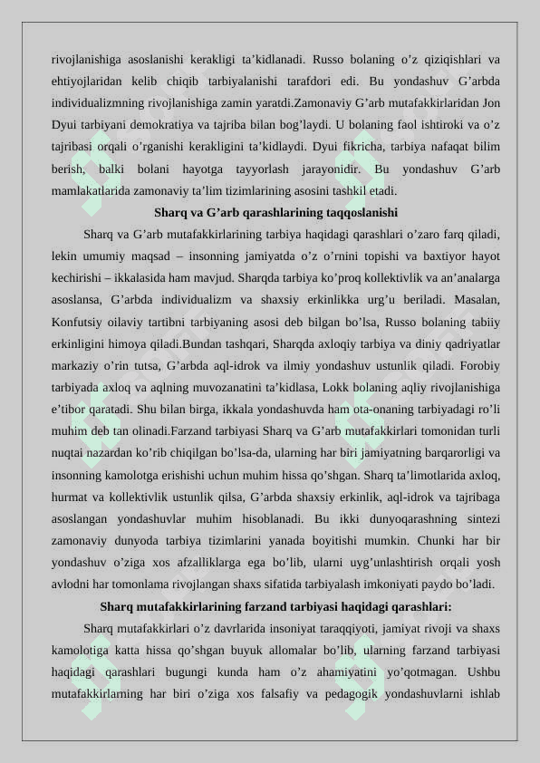 Sharq va G‘arb mutafakkirlarining farzand tarbiyasi haqidagi ta’limotlari 4