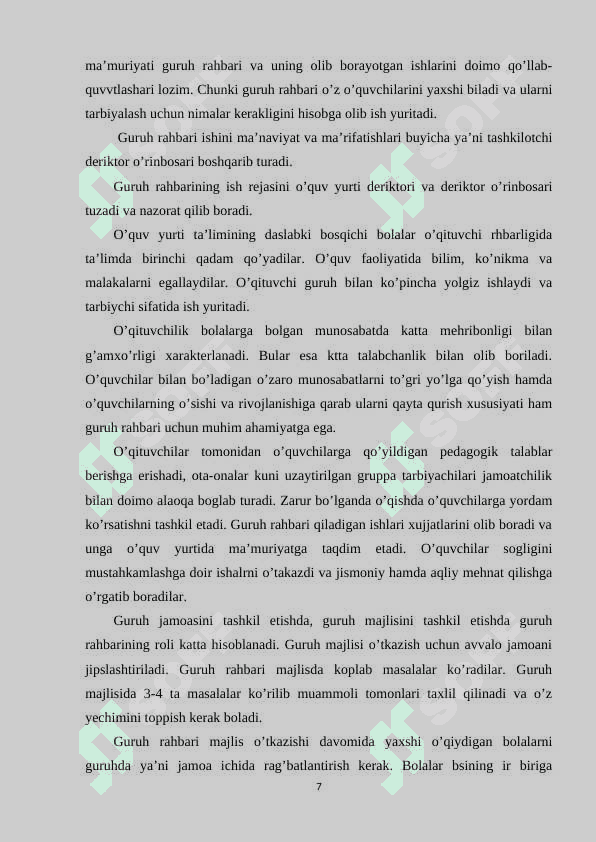BOSHLANG`ICH SINFLARDA TARBIYAVIY ISHLARNI TASHKIL QILISH METODIKASI 6