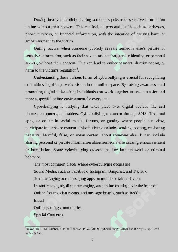 CYBERBULLYING RECOGNISING AND COMBATING UNKIND BEHAVIOR IN THE ONLINE SPACE 6