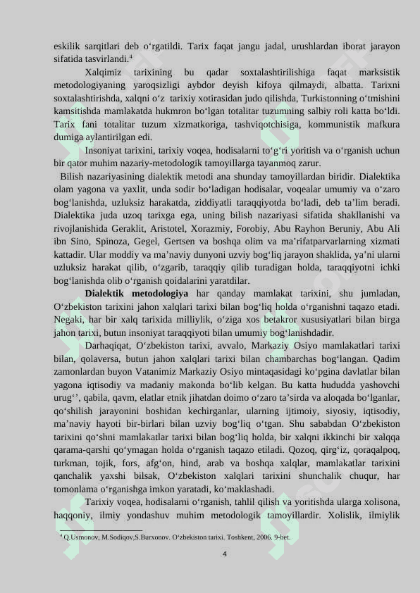 “O‘zbekistonning eng yangi tarixi” o‘quv fanining predmeti, maqsad, vazifalari 4