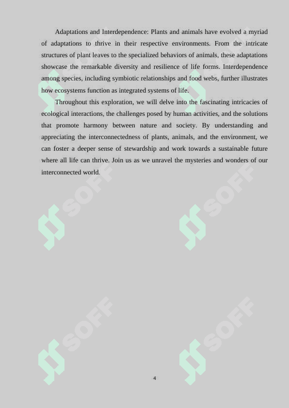 THE INTERCONNECTEDNESS OF PLANTS ANIMALS AND THE ENVIRONMENT 3
