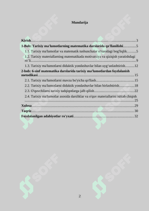 UMUMIY O'RTA TA'LIM MAKTABLARI 6-SINF MATEMATIKA DARSLARIDA TARIXIY MA"LUMOTLARDAN FOYDALANISH METODIKASI 2